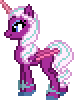 Size: 74x100 | Tagged: safe, artist:xodok, imported from derpibooru, opaline arcana, alicorn, pony, series:ponyashnost, spoiler:g5, animated, desktop ponies, female, folded wings, g5, gif, mare, pixel art, simple background, smiling, solo, sprite, transparent background, trotting, wings