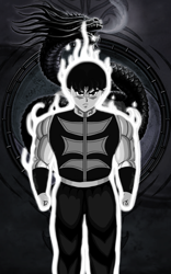 Size: 1600x2560 | Tagged: safe, artist:spike-love, imported from derpibooru, spike, dragon, human, adult, adult spike, angry, biceps, black and white, chinese dragon, fantasy class, full body, grayscale, humanized, kung fu, light, male, monochrome, muscles, older, older spike, serious, serious face, shining, warrior, yin-yang