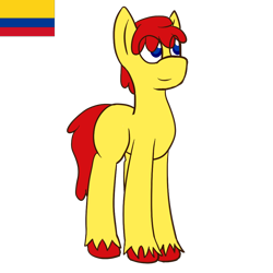 Size: 1000x1000 | Tagged: safe, artist:ask-ponyvenezuela, imported from derpibooru, oc, oc only, earth pony, pony, colombia, male, nation ponies, ponified, simple background, solo, stallion, transparent background, unshorn fetlocks