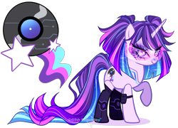 Size: 2125x1531 | Tagged: safe, artist:gihhbloonde, imported from derpibooru, oc, oc only, pony, unicorn, clothes, female, magical lesbian spawn, mare, offspring, parent:twilight sparkle, parent:vinyl scratch, parents:vinylight, simple background, socks, solo, transparent background