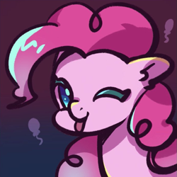 Size: 683x682 | Tagged: safe, artist:tkotu1, edit, imported from derpibooru, pinkie pie, earth pony, pony, :p, bust, female, looking at you, mare, one eye closed, smiling, smiling at you, solo, tongue out, wink