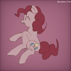 Size: 1280x1280 | Tagged: safe, artist:metaruscarlet, imported from derpibooru, pinkie pie, earth pony, pony, female, open mouth, pink background, simple background, smiling, solo