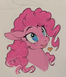 Size: 1067x1237 | Tagged: safe, artist:dethdaze, imported from derpibooru, pinkie pie, earth pony, pony, bust, heart, open mouth, smiling, solo