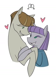 Size: 1420x1974 | Tagged: safe, artist:dethdaze, imported from derpibooru, maud pie, mudbriar, earth pony, pony, bust, female, heart, lesbian, male, maudbriar, rule 63, shipping, simple background, smiling, white background
