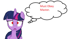 Size: 631x350 | Tagged: safe, artist:movieliker236, edit, edited screencap, imported from derpibooru, screencap, twilight sparkle, alicorn, pony, the beginning of the end, mind control, simple background, solo, thought bubble, twilight sparkle (alicorn), white background