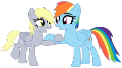 Size: 3939x2209 | Tagged: safe, artist:mint-light, artist:twilyisbestpone, imported from derpibooru, derpy hooves, rainbow dash, pegasus, pony, base used, cute, dashabetes, derpabetes, derpy day, derpydash, duo, duo female, eye contact, female, high res, lesbian, looking at each other, looking at someone, mare, shipping, simple background, smiling, transparent background