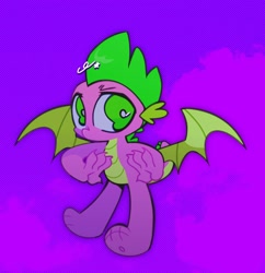 Size: 1000x1032 | Tagged: safe, artist:opossum-stuff, imported from derpibooru, spike, dragon, pony, female, male, solo, spread wings, winged spike, wings