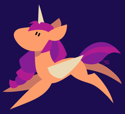 Size: 1150x1050 | Tagged: safe, artist:caprania, imported from derpibooru, sunny starscout, alicorn, pony, beady eyes, female, g5, mare, pointy legs, purple background, race swap, running, simple background, solo, sunnycorn