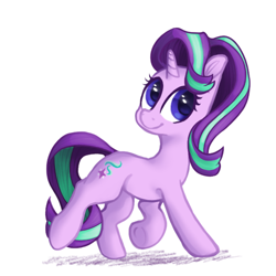 Size: 500x500 | Tagged: safe, artist:terra0940, imported from derpibooru, starlight glimmer, pony, unicorn, female, looking at you, mare, shadow, simple background, smiling, smiling at you, solo, white background