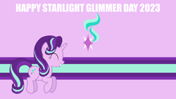 Size: 2000x1125 | Tagged: safe, editor:quoterific, imported from derpibooru, starlight glimmer, happy, smiling, solo, starlight glimmer day, text, wallpaper