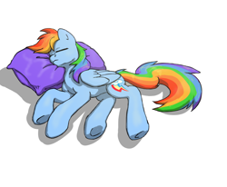 Size: 880x724 | Tagged: safe, artist:solixy406, imported from derpibooru, rainbow dash, pegasus, pillow, simple background, sleeping, solo, white background