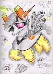 Size: 2877x4000 | Tagged: safe, artist:ja0822ck, imported from derpibooru, pegasus, pony, female, mare, mobile suit gundam, msn-02, ponified, rocket engine, traditional art, zeong