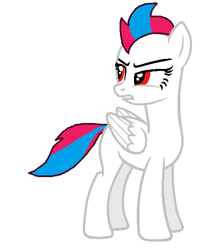 Size: 560x624 | Tagged: safe, editor:wonderwolf51, imported from derpibooru, zipp storm, pegasus, pony, base used, eyebrows, female, folded wings, frown, g5, looking back, mare, pie hater zipp, sharp teeth, simple background, solo, teeth, white background, wings