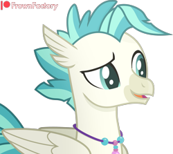 Size: 3360x3000 | Tagged: safe, artist:frownfactory, imported from derpibooru, terramar, hippogriff, the last crusade, jewelry, male, necklace, open mouth, simple background, solo, transparent background, vector, wings