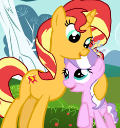 Size: 649x693 | Tagged: safe, artist:ktd1993, imported from derpibooru, diamond tiara, sunset shimmer, female, filly, foal, mare, siblings, sisters