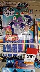Size: 1836x3264 | Tagged: safe, imported from derpibooru, rainbow dash, rarity, spike, dragon, pegasus, pony, coloring page, dollar tree, female, g4, heart, irl, male, markers, marvel, my little pony logo, one eye closed, photo, picture, shipping, sparity, spider-man, straight, traditional art