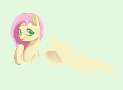 Size: 1473x1080 | Tagged: safe, artist:湮浊湮于浊, imported from derpibooru, fluttershy, pegasus, pony, female, green background, mare, simple background, solo