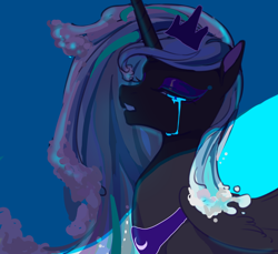 Size: 1890x1729 | Tagged: safe, alternate version, artist:湮浊湮于浊, imported from derpibooru, princess luna, alicorn, pony, crying, eyes closed, female, light blue background, mare, simple background, solo