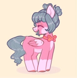 Size: 565x571 | Tagged: safe, artist:ponysforyou, imported from derpibooru, oc, oc:cotton candy, pegasus, pony, bow, eyes closed, pegasus oc, smiling, solo