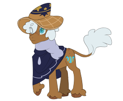 Size: 2048x1676 | Tagged: safe, artist:hibiscuit-rose, imported from derpibooru, earth pony, pony, blue eyes, brown coat, clothes, cookie run, fetlock tuft, freckles, hat, long tail, ponified, scarf, simple background, solo, tail, transparent background, white mane, wizard cookie