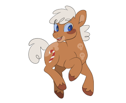 Size: 2048x1676 | Tagged: safe, artist:hibiscuit-rose, imported from derpibooru, oc, oc:gingerbrave, earth pony, pony, blue eyes, coat markings, cookie run, ponified, short mane, simple background, solo, transparent background, unshorn fetlocks, white mane