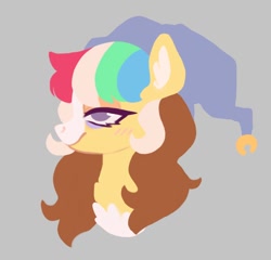 Size: 988x948 | Tagged: safe, artist:ponysforyou, imported from derpibooru, oc, oc:morning dew, earth pony, pony, bags under eyes, bust, chest fluff, earth pony oc, hat, smiling