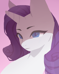 Size: 1280x1603 | Tagged: safe, artist:deadgirliee, imported from derpibooru, rarity, pony, unicorn, bust, female, gradient background, mare, pink background, portrait, simple background, solo