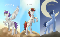 Size: 2976x1843 | Tagged: safe, artist:pain-jam-cookie, imported from derpibooru, oc, oc only, oc:blackjack, oc:morning glory (project horizons), oc:p-21, earth pony, pegasus, pony, unicorn, fallout equestria, fallout equestria: project horizons, dashite, earth pony oc, horn, pegasus oc, small horn, trio, unicorn oc