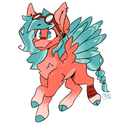 Size: 2000x2000 | Tagged: safe, artist:caprania, imported from derpibooru, oc, oc:sunlight whistle, pegasus, colored wings, female, goggles, mare, pegasus oc, simple background, solo, transparent background, two toned wings, wings