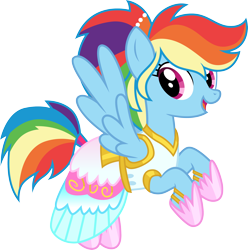 Size: 3000x3019 | Tagged: safe, artist:cloudy glow, imported from derpibooru, rainbow dash, pegasus, pony, .ai available, clothes, dress, female, mare, rainbow dash always dresses in style, simple background, solo, spread wings, transparent background, vector, wings