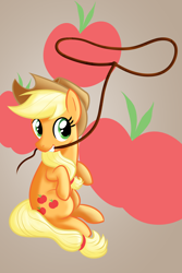 Size: 3600x5400 | Tagged: safe, artist:lxyacht, imported from derpibooru, applejack, earth pony, cutie mark, cutie mark background, female, lasso, mare, mouth hold, rope, simple background, sitting, solo