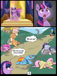 Size: 7500x10000 | Tagged: safe, artist:chedx, imported from derpibooru, applejack, fluttershy, pinkie pie, rainbow dash, rarity, twilight sparkle, alicorn, anthro, earth pony, hedgehog, pegasus, pony, unicorn, comic:learning with pibby glitch battles, comic, commission, crossover, fanfic, fanfic art, mane six, multiverse, sonic the hedgehog, sonic the hedgehog (series), twilight sparkle (alicorn)