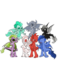 Size: 3000x3880 | Tagged: safe, artist:enperry88, edit, imported from derpibooru, spike, oc, oc:black singe, oc:emerald, oc:emerald the dragon, oc:garr, oc:greacher, oc:sclinge, oc:snap, dragon, colored wings, dragon mane 7, dragon oc, fangs, flying, group, group shot, heterochromia, multicolored wings, non-pony oc, older, older spike, simple background, spread wings, teenage spike, teenaged dragon, teenager, transparent background, vector, vector trace, wings