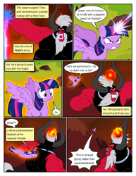 Size: 612x792 | Tagged: safe, artist:newbiespud, edit, edited screencap, imported from derpibooru, screencap, lord tirek, centaur, pony, taur, comic:friendship is dragons, twilight's kingdom, angry, blast, comic, dialogue, female, flying, glowing, glowing horn, gritted teeth, horn, magic, magic beam, magic blast, mare, screencap comic, teeth