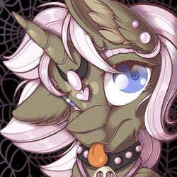 Size: 1000x1000 | Tagged: safe, artist:mychelle, imported from derpibooru, oc, oc:ever after, pony, unicorn, bust, horn, portrait, solo, tongue out, unicorn oc