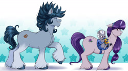 Size: 2732x1504 | Tagged: safe, artist:sallylla, imported from derpibooru, oc, oc:mallow mist, oc:mighty spruce, pony, unicorn, alphabetes, alphabittle blossomforth, baby, baby carrier, baby pony, bag, bangs, blaze (coat marking), butt freckles, carrying, chubby, coat markings, colt, colt alphabittle blossomforth, cute, eyes closed, facial markings, family, father, father and child, father and son, female, floppy ears, fluffy, foal, freckles, full body, g5, grin, hairband, happy, height difference, hoof heart, hoof hold, hooves, horn, husband and wife, leg fluff, looking at someone, looking back, male, mare, mother, mother and child, mother and son, pacifier, parent and child, raised hoof, reference sheet, rubik's cube, saddle bag, side view, simple background, size difference, smiling, socks (coat markings), stallion, standing, teeth, underhoof, unicorn oc, unshorn fetlocks, upside-down hoof heart, younger