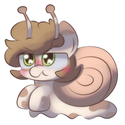 Size: 2000x2000 | Tagged: safe, artist:cushyhoof, imported from derpibooru, oc, oc only, oc:cotton rancher, original species, snail, snail pony, angry, simple background, solo, transparent background