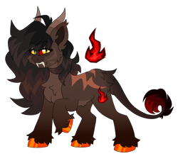 Size: 5886x5187 | Tagged: safe, artist:crazysketch101, imported from derpibooru, demon, demon pony, pony, cheek fluff, chest fluff, fangs, grimace, horns, scar, sharp teeth, simple background, solo, teeth, transparent background