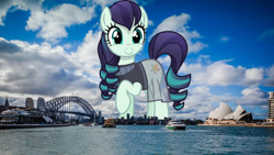 Size: 2048x1152 | Tagged: safe, artist:vector-brony, edit, editor:jaredking779, imported from derpibooru, coloratura, earth pony, pony, australia, clothes, female, giant pony, giant/macro earth pony, giantess, highrise ponies, irl, macro, mare, mega giant, photo, ponies in real life, see-through, solo, sydney