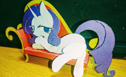 Size: 1200x737 | Tagged: artist needed, safe, imported from derpibooru, rarity, couch, craft, fainting couch, female, lying down, papercraft, prone, solo