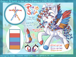 Size: 2224x1668 | Tagged: safe, artist:mychelle, imported from derpibooru, oc, oc:pixy stix, pegasus, pony, colored wings, female, mare, multicolored wings, pegasus oc, reference sheet, solo, wings