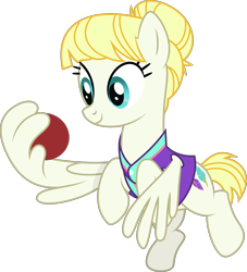 Size: 2040x2243 | Tagged: safe, artist:thatusualguy06, imported from derpibooru, summer breeze, pegasus, pony, 2 4 6 greaaat, .svg available, ball, buckball uniform, female, flying, friendship student, mare, simple background, solo, svg, transparent background, vector, wing hold, wings