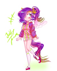 Size: 1080x1350 | Tagged: safe, artist:jully-park, imported from derpibooru, pipp petals, human, pegasus, equestria girls, adorapipp, cute, digital art, female, full body, g5, human pipp petals, humanized, solo, tail, wings