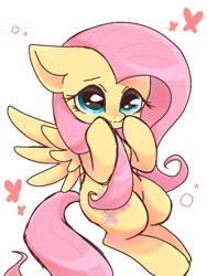 Size: 768x1024 | Tagged: safe, artist:namaenonaipony, imported from derpibooru, fluttershy, pegasus, pony, cute, female, floppy ears, mare, shyabetes, simple background, solo, spread wings, white background, wings