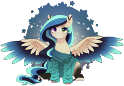 Size: 3071x2135 | Tagged: safe, alternate version, artist:avrameow, imported from derpibooru, part of a set, oc, oc only, pegasus, pony, alternate character, clothes, commission, heterochromia, oversized clothes, pegasus oc, simple background, solo, sweater, transparent background, ych result