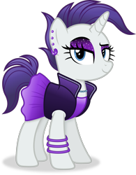 Size: 2967x3804 | Tagged: safe, artist:anime-equestria, imported from derpibooru, rarity, pony, unicorn, alternate hairstyle, bracelet, clothes, ear piercing, eyeshadow, female, horn, jacket, jewelry, looking at you, makeup, mare, necklace, piercing, punk, raripunk, simple background, skirt, solo, sparkles, transparent background, vector