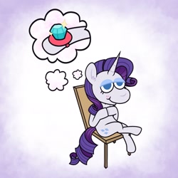 Size: 2048x2048 | Tagged: safe, artist:ponyvibe, imported from derpibooru, rarity, pony, unicorn, blushing, chair, female, imagination, sitting, solo, thought bubble