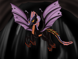 Size: 1600x1200 | Tagged: safe, artist:saintgryphonii, imported from derpibooru, dragon, pony, dragon wings, dragoness, female, flying, mare, solo, warcraft, wings, world of warcraft