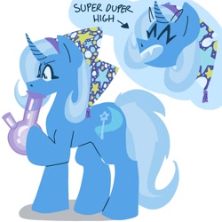 Size: 2000x2000 | Tagged: safe, artist:ang3lic_b3ing, imported from derpibooru, trixie, pony, unicorn, bong, drugs, female, high, mare, simple background, solo, white background