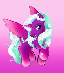 Size: 1640x1853 | Tagged: safe, artist:aztrial, imported from derpibooru, opaline arcana, alicorn, pony, spoiler:g5, female, g3, g5, g5 to g3, generation leap, gradient background, mare, solo